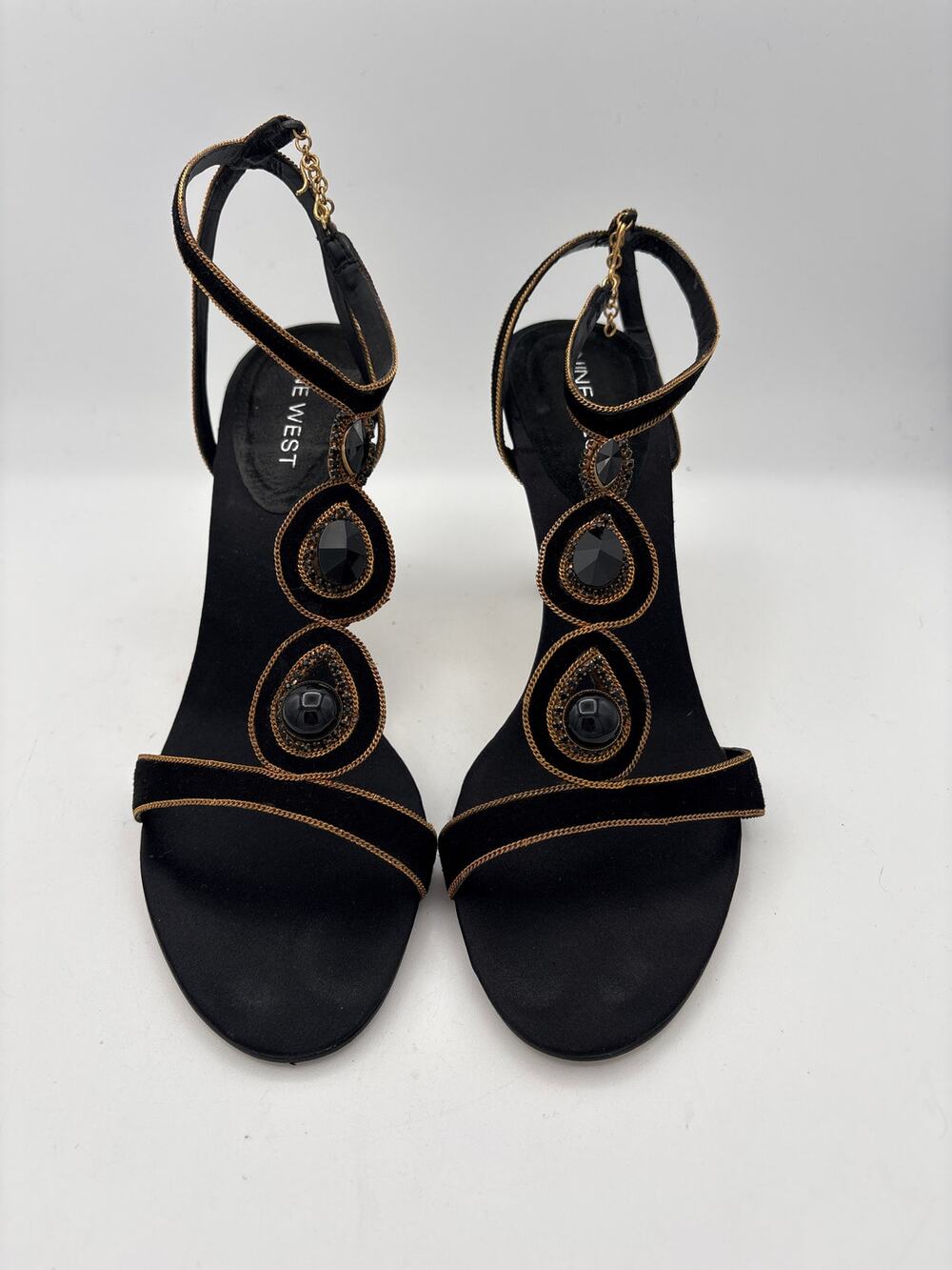 Women’s Nine West Size 7 1/2 Black Suede Bejeweled Pumps